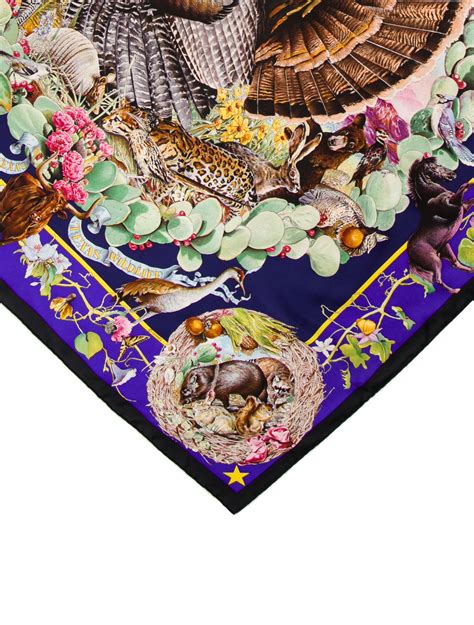 HERMES Silk Faune Et Flore Du Texas Scarf 